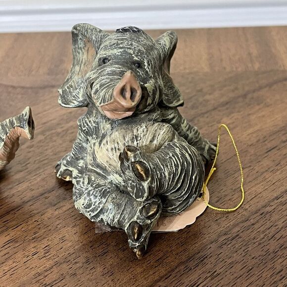 Baby Elephant Playful Collectors Resin Figurines VTG Edwin/ Ernest & Elden RARE - Picture 4 of 16